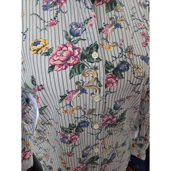 Floral Cottagecore Striped Button Down - Petite Medium - Picture 2 of 7